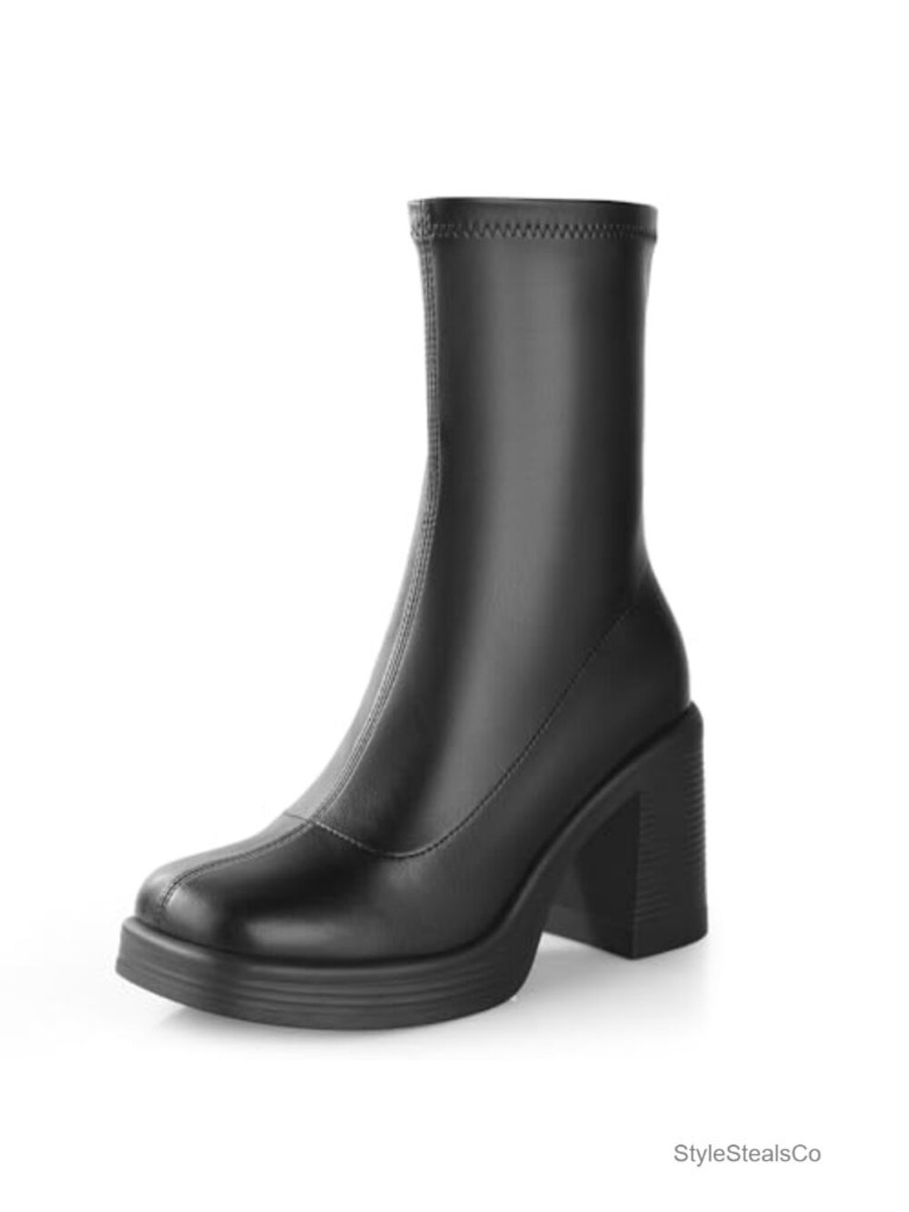Women's Platform Ankle Gogo Boots Chunky Heel Side Zipper Y2K